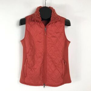 L.L. Bean Fleece-Lined Fitness Vest Misses Small Orange Quilted Sherpa Outdoor